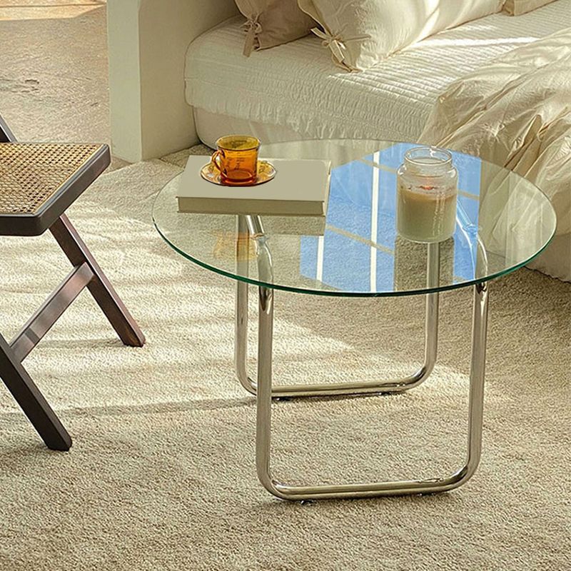 Modern Glass Sled Cocktail Table Round 1 Single Coffee Table