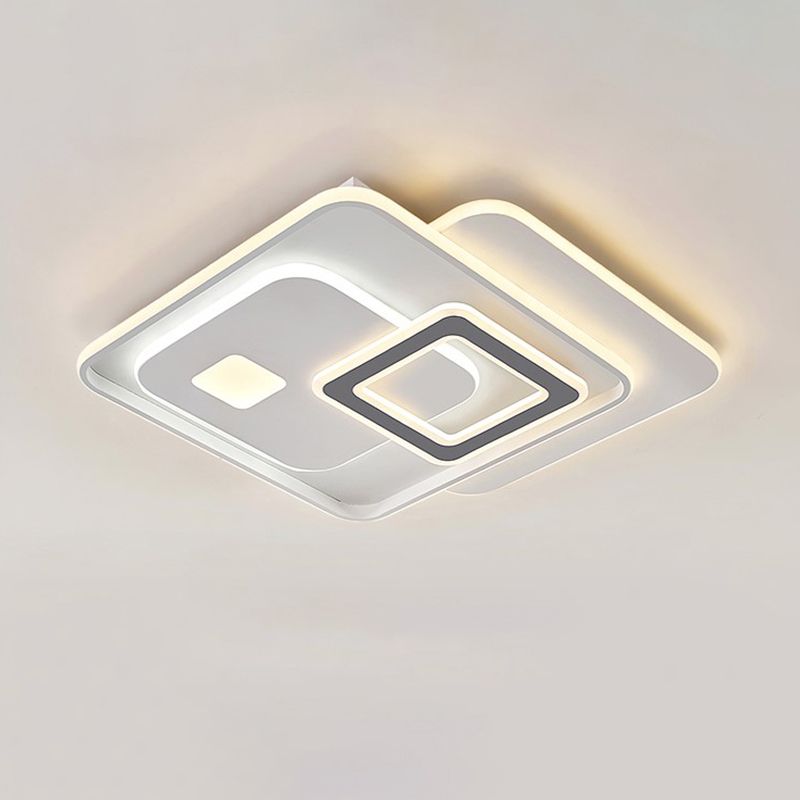 Overlapping Acrylic Ceiling Fixture Contemporary White LED Flush Mount Lighting for Bedroom