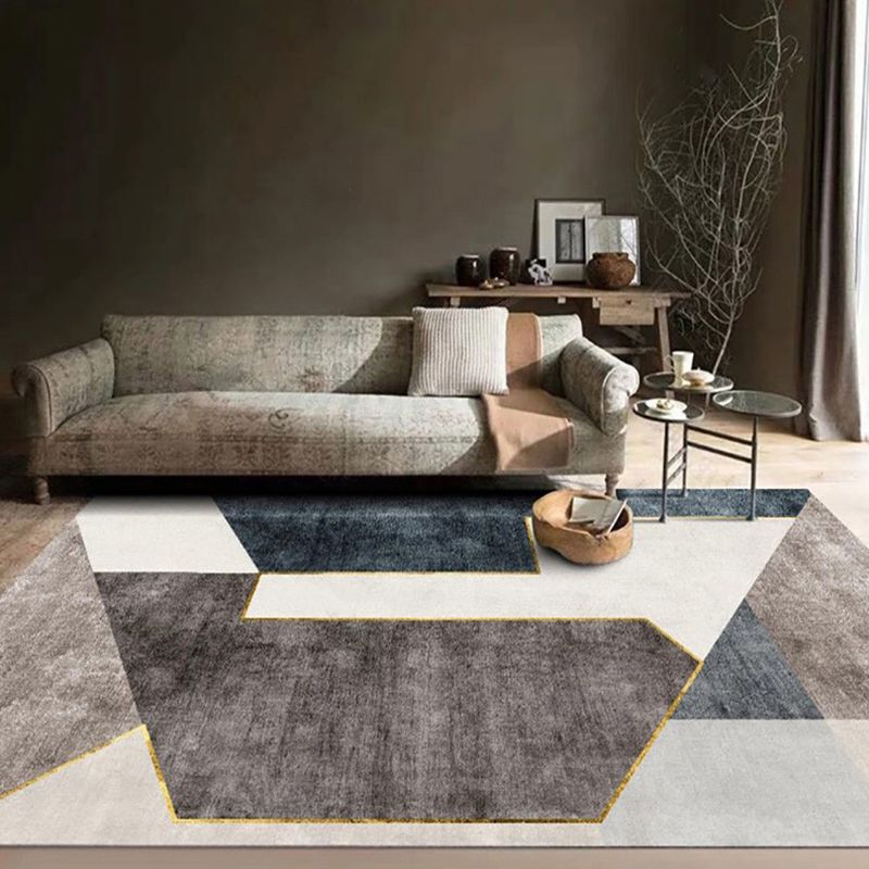 Creative Geometry Print Area Rug Polyester Indoor Carpet Pet Friendly Rug for Home Decoration