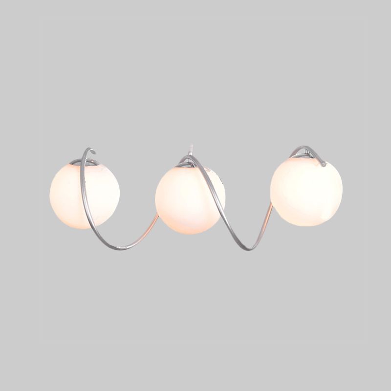 Modern Style Spiral Iron Cluster Pendant 3-Head Suspended Lighting Fixture with Globe White Glass Shade