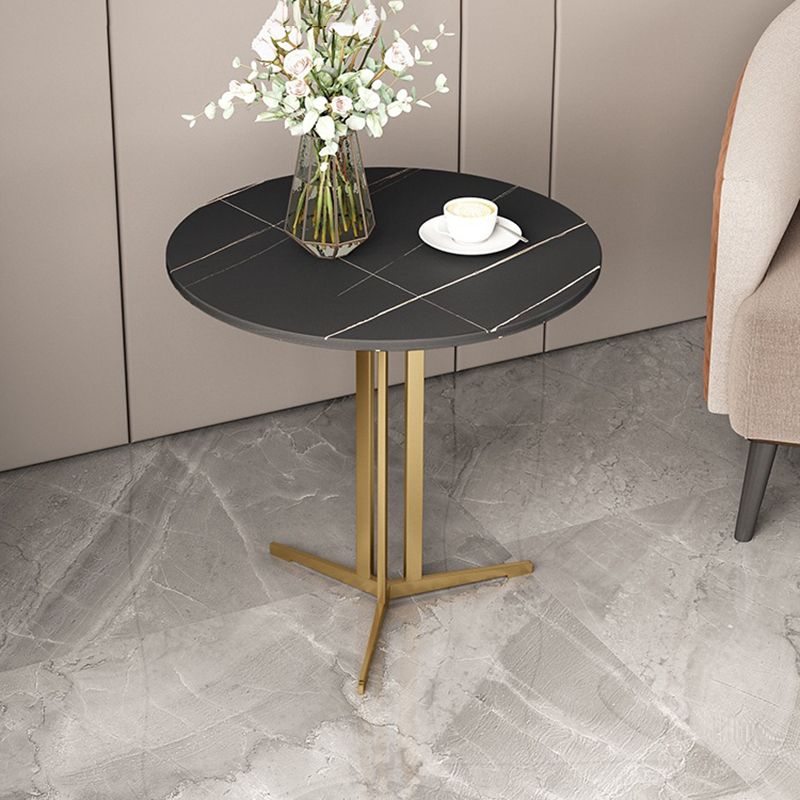 Cross Table Iron Base Design Rock Slab White/black Material Round Table Top Side Table