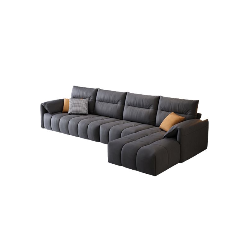 Dark Gray Cushion Back Contemporary Removable Cushions L-Shape Sofa & Chaise