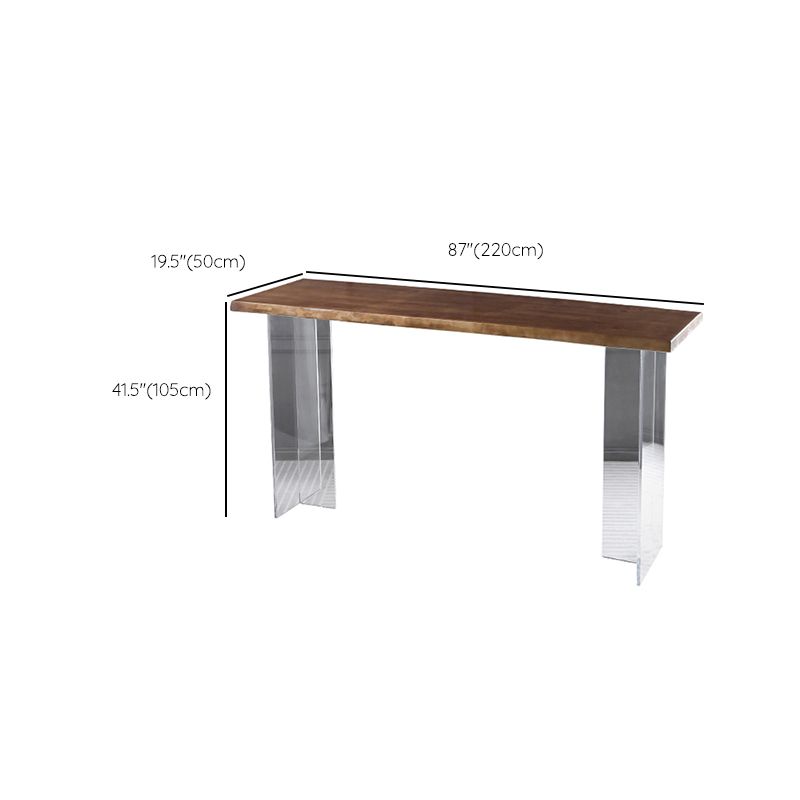 Modern Bar Table in Acrylic and Wood Double Pedestal Bar Height Table for Living Room