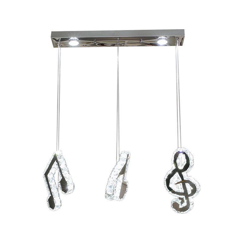 Muzieknotitie Suspensie Licht Minimalisme Gesneden kristal LED roestvrijstalen meervoudige lamp hanger