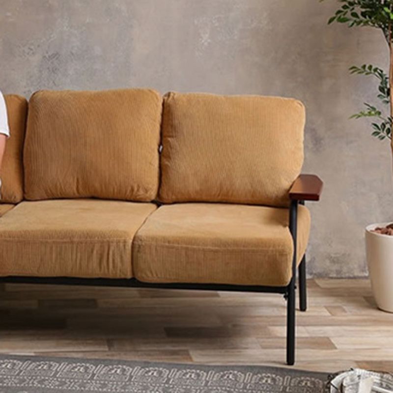 Contemporary Square Arm Sofa 2-seater Standard Sofa with 2 Pillows