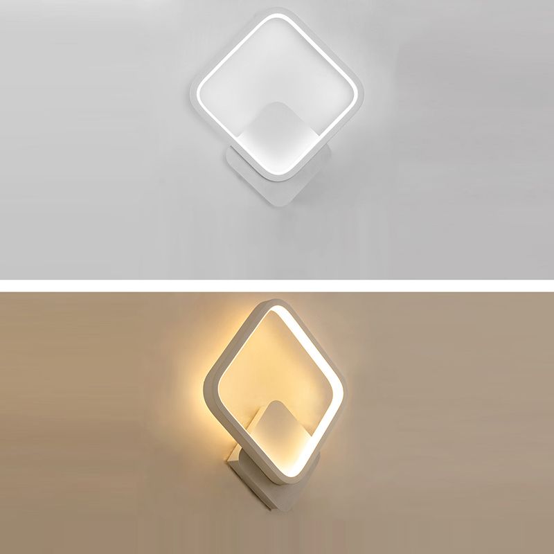Metal Modern Wall Sconce Geometric Shape Wall Light with Acrylic Shade for Bedroom
