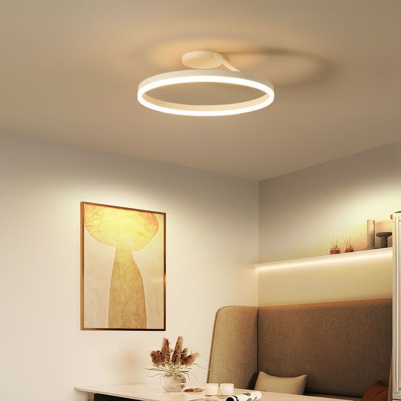 Minimalisme Cirkel LED-plafondlamp Eigentijdse stijl Acryl Semi-inbouwlamp voor slaapkamer-eetkamer