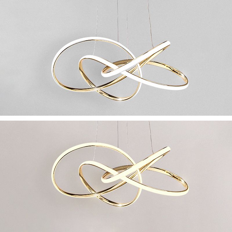 Modern Gold Chandelier Simple 1 Light LED Hanging Light with Aluminum for Bedroom