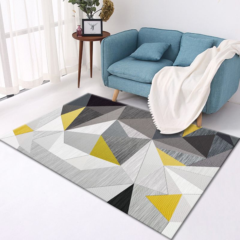 Trendy Geometric Pattern Area Rug Distinctive Contemporary Rug Polyester Friendly Washable Carpet for Living Room