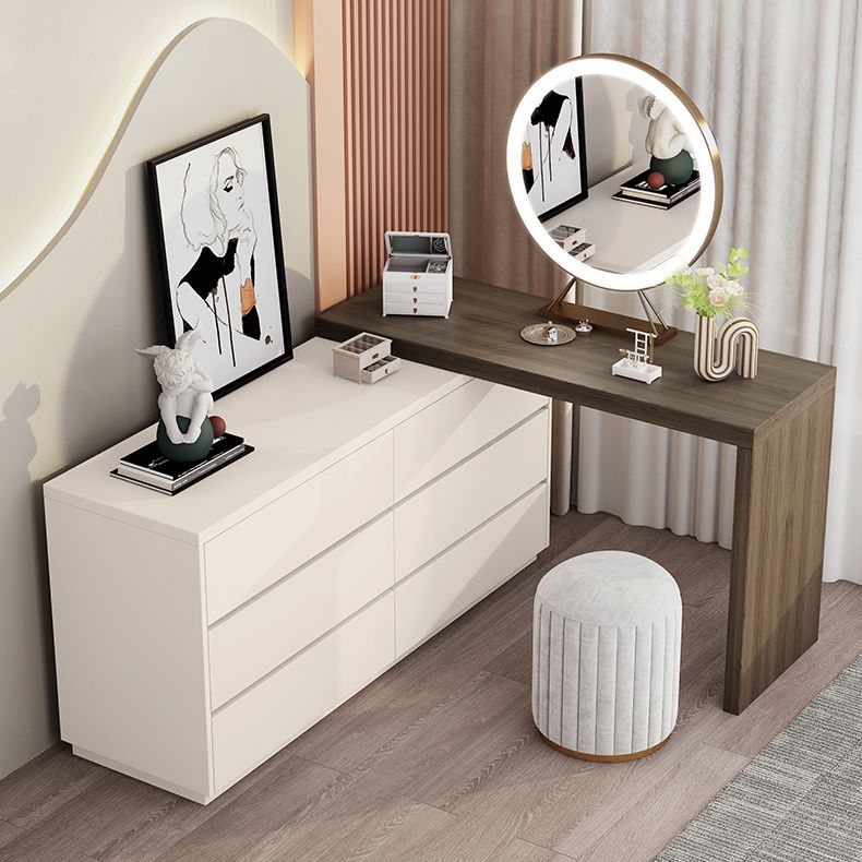 Bedroom Simple Make-up Vanity and Stool in White with Drawers