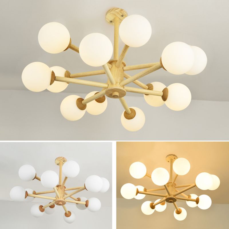 Moderner Globe Kronleuchter-Leuchten mehrköpfiger beige Kronleuchter Anhängerlampe für Restaurant