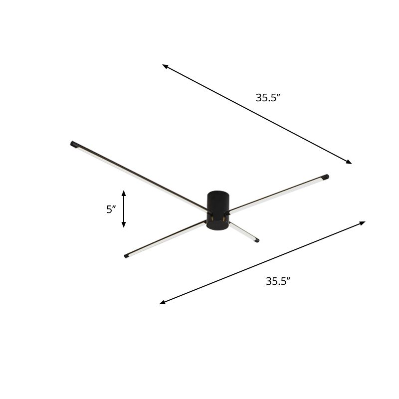 Eenvoudig Sputnik acryl semi-gemonteerd licht 35,5"/39" W zwart LED-plafondgemonteerd lichtarmatuur
