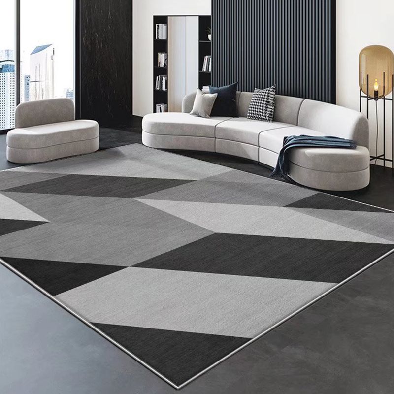 Dark Gray Gorgeous Rug Polyester Graphic Rug Stain Resistant Rug for Living Room