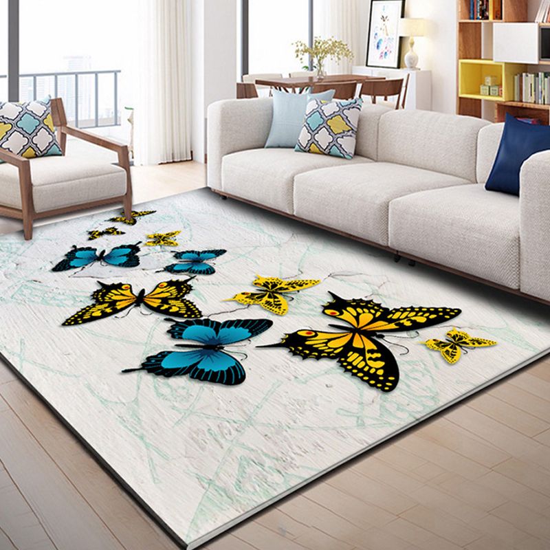 Multi-Colored Living Room Rug Contemporary Geometric Carpet Synthetics Stain Resistant Non-Slip Backing Washable Rug