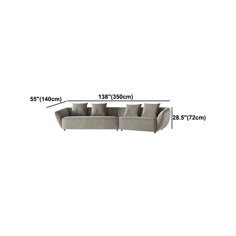 Velvet Sectional/sofa with Pillow Back and Sloped Arms for Apartment