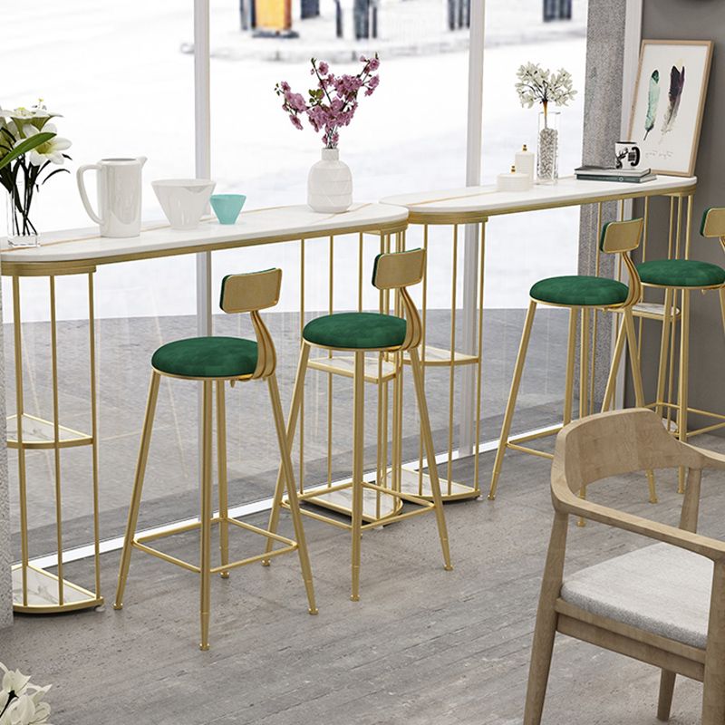 Stone Oval Bar Table Glam Style Living Room Bistro Bar Desk with Storage