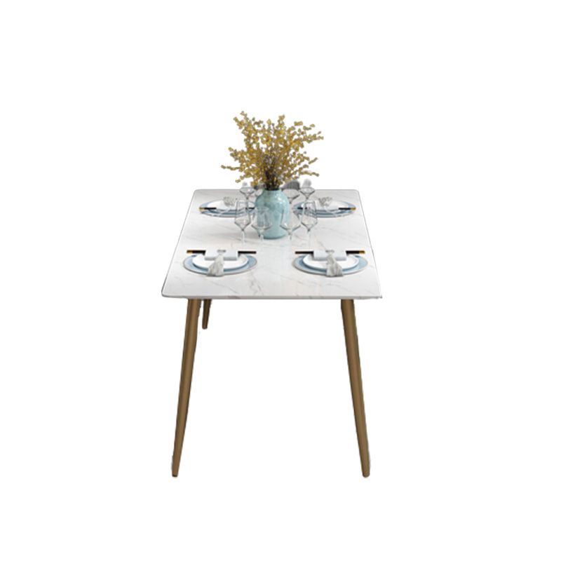 Rectangle Golden Base Dining Table Glam Faux Marble Table for Home