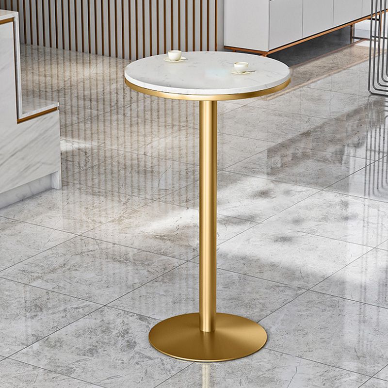 White Faux Marble Top Table Glam Style Bistro Pub Table for Dining Room