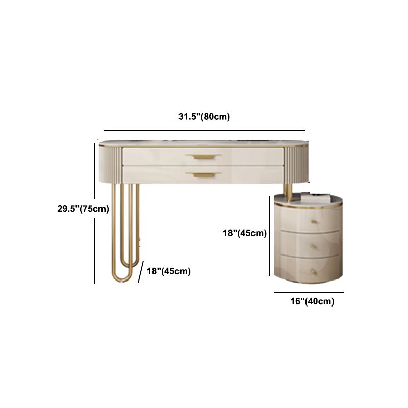 Glam Slate Top Make-up Vanity Wooden 5-Drawers Vanity Dressing Table