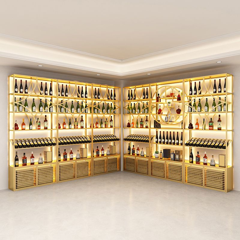 Glam Floor Wine Bottle Holder Metal Single Wine Rack in Gold/Black