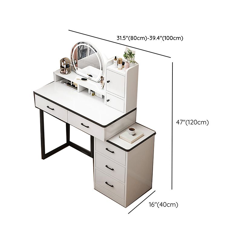 Contemporary Makeup Vanity Desk Table with 5 Drawers and Mirror