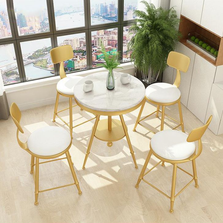 1/3/4/5 Pcs Metal Modern Dining Room Set with Marble Table and Metal Base Dinette Set