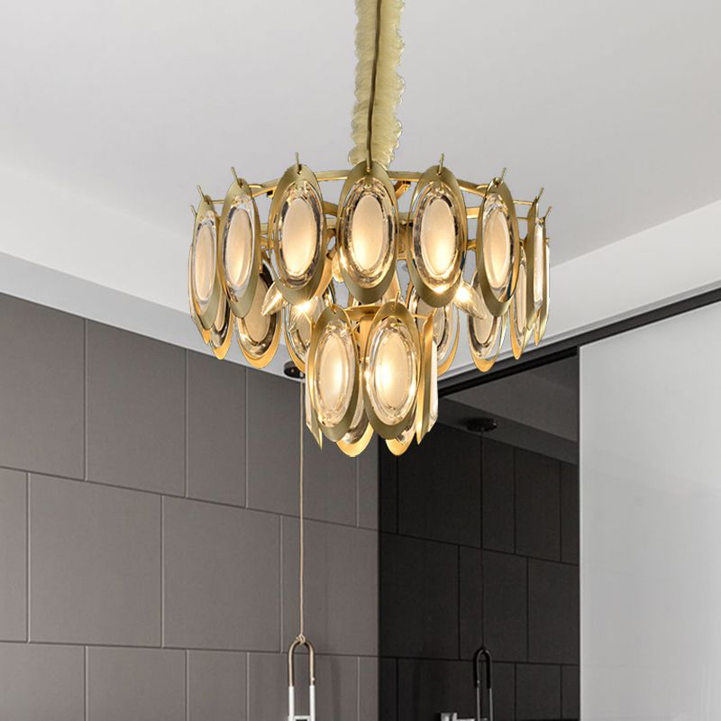 Metallic 2-tier länglich Kronleuchterlicht modern