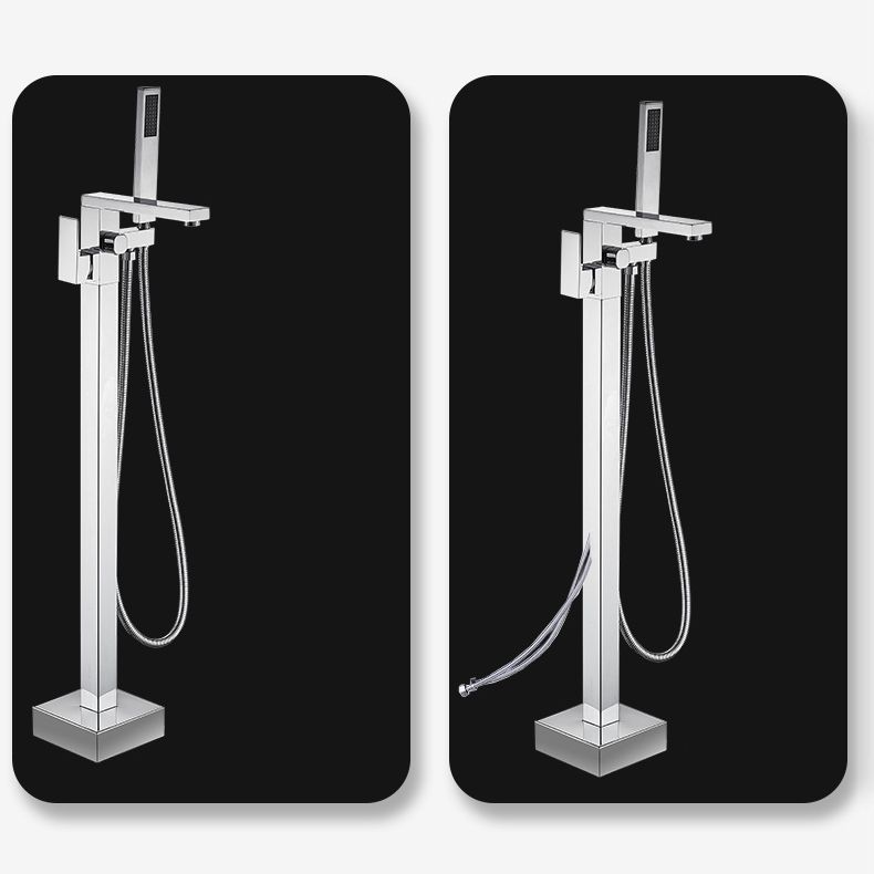 Floor Mounted Metal Freestanding Tub Filler Swivel High Arc Freestanding Faucet