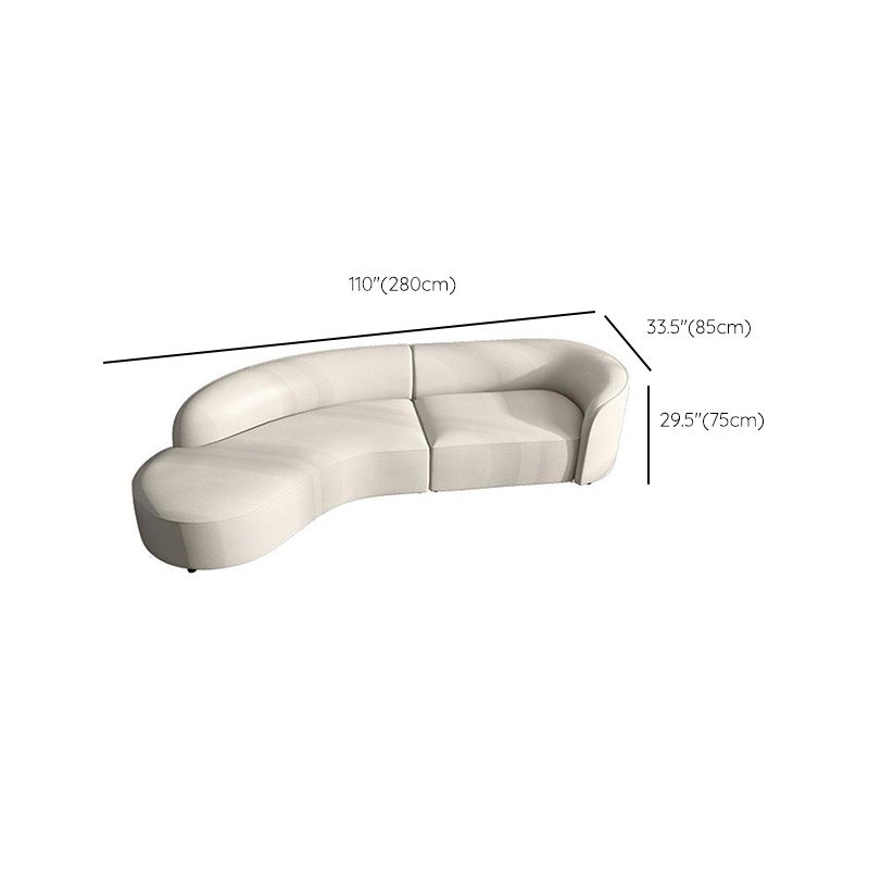 29"H Scandinavian Sectional Sofa White Leather Sleeper Sectional