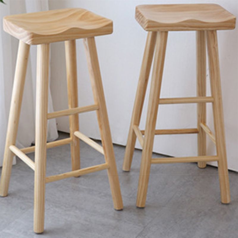 Industrial Backless Armless Counter Stool Pine Wood Bar Stool with Pedal for Milk Tea Shop