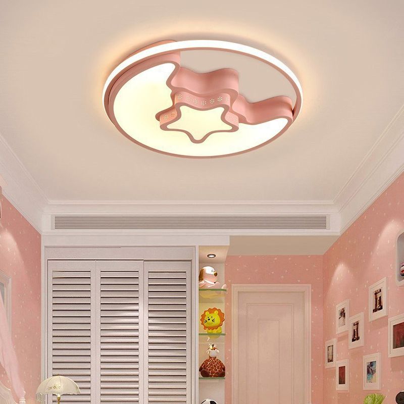 Metal Round Shape Flush Mount Light Kid-Style 3 Lights Flush Ceiling Light Fixtures
