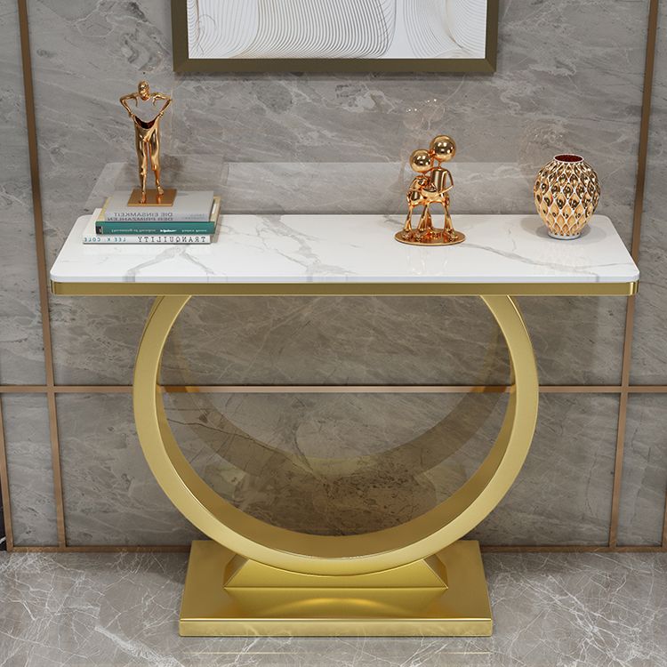 Stone Console Table Modern 31.5-inch Tall Accent Table with Shelf