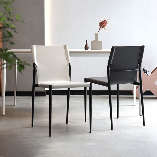 Faux Leather and Metal Dining Room Chair Contemporary Side Chair