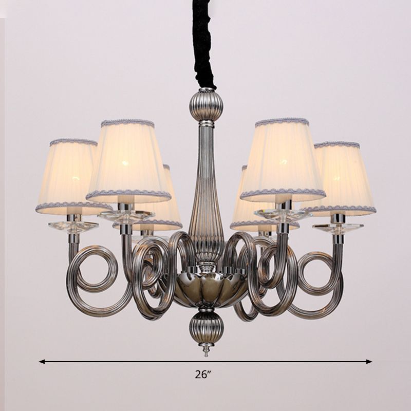 Arenque de brazo remolino vintage 12 luces de 12 luces negras/blancas/rojo accesorio de lámpara colgante de vidrio con tono de tela de cono