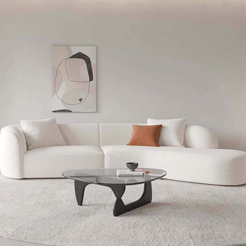 35" Wide Scandinavian Sectional Sofa Fabric Cream Sectional with Bostol Pillows