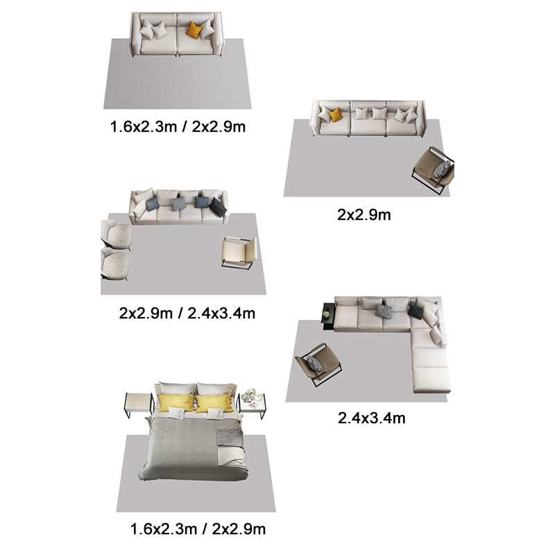 Grey Tone Nordic Area Rug Polyester Blooming Effect Rug Non-Slip Backing Indoor Rug for Living Room