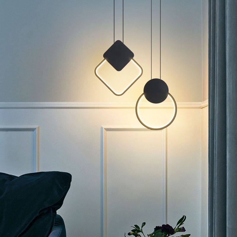 Moderne künstlerische LED Hanging Lampe Lacked Iron Linear Pendellicht mit Acrylschatten