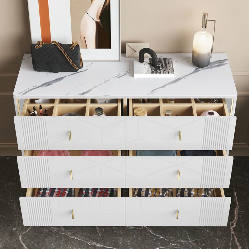 Classic Glam Double Dresser Stone Horizontal Storage Chest with Drawers for Bedroom