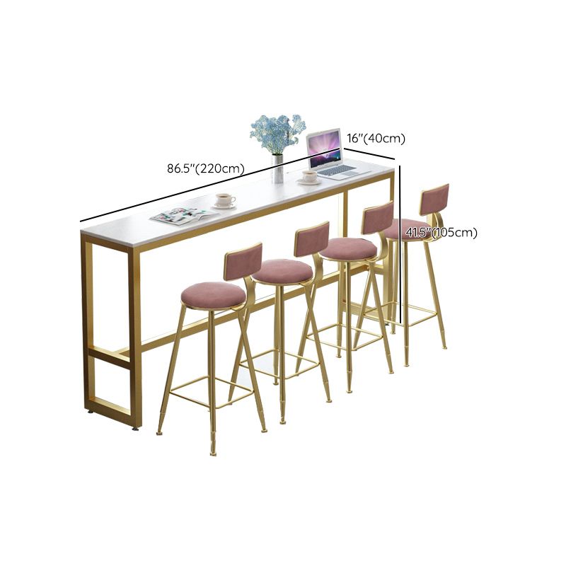 Modern Bar-height Table Faux Marble Top Pub Table with Metal Base