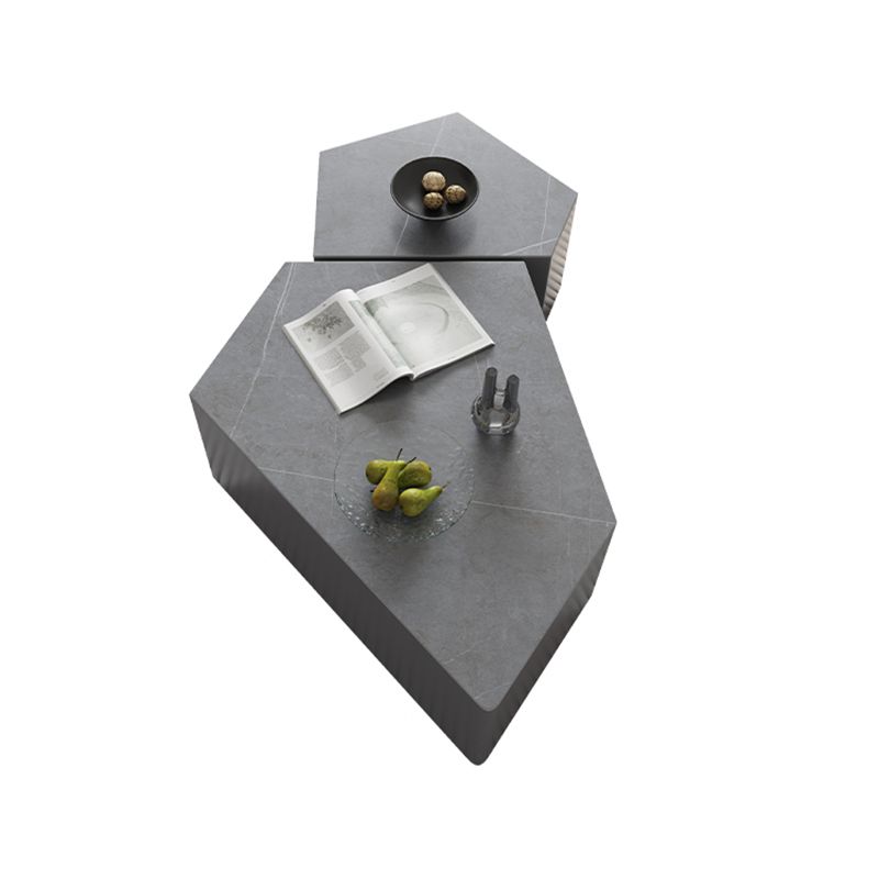 13"H Contemporary Coffee Table Grey Coffee Cocktail Table with Drawer