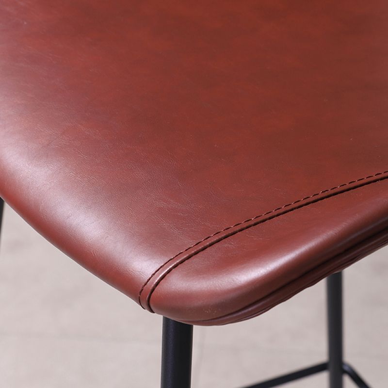 Scandinavian Coffee Shop Low Back Stool Matte Finish Leather Barstool