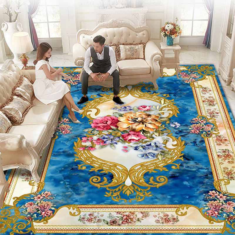 Roter Wohnzimmer-Teppichpolyester Europäischer Area Teppich Anti-Schlupf-Waschmaschine Teppich