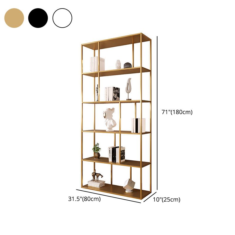 Contemporary Iron Open Etagere Bookshelf Multi Shelf Vertical Bookcase for Study Room