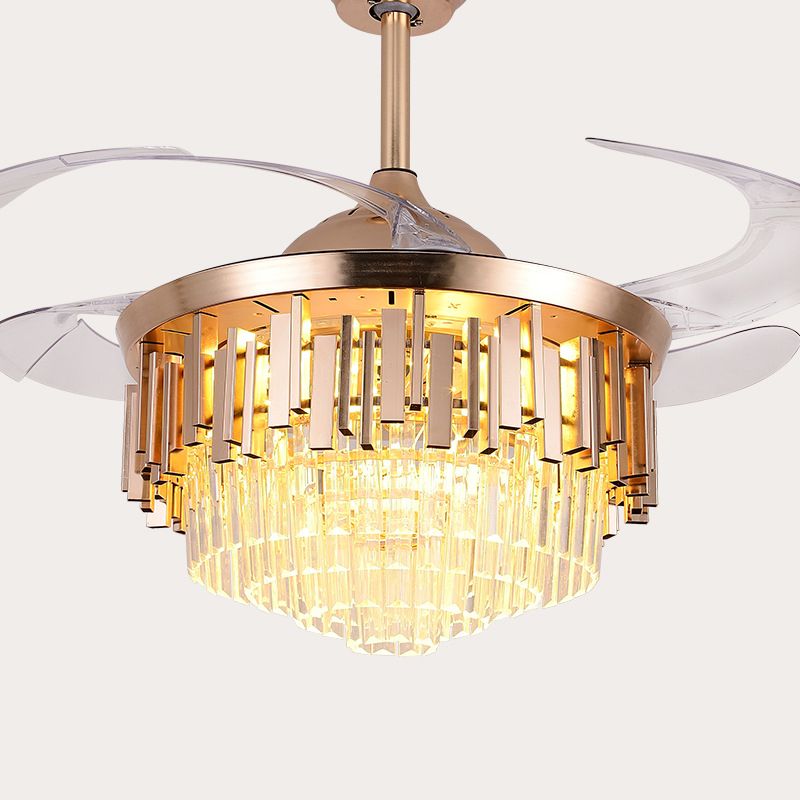 4 Blades mehrstufige, verjüngte Deckenventilator Beleuchtung moderner Kristallprisma Roségold LED SEMI Flush Mount, 42 "breit
