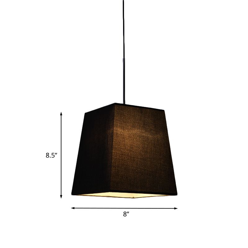 Trapeziumvormige mini hanglamp eenvoud stof enkele zwarte suspensielamp voor eetkamer