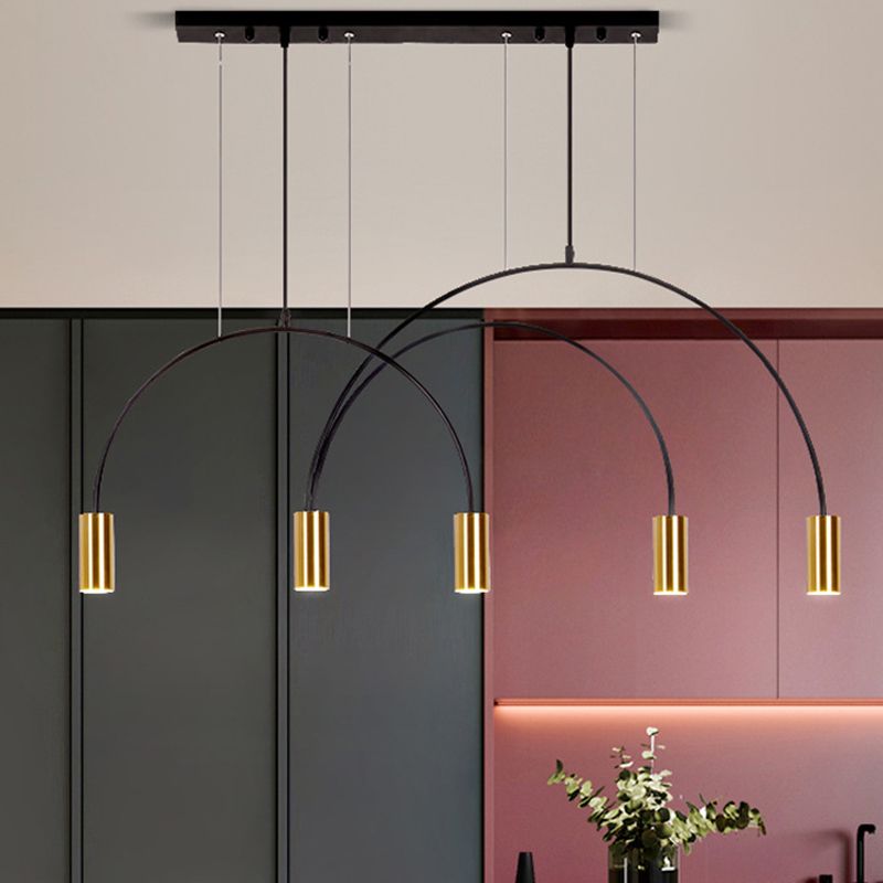 Metal Cylindrical Shade Island Pendant Modern Style Multi Light Island Lighting