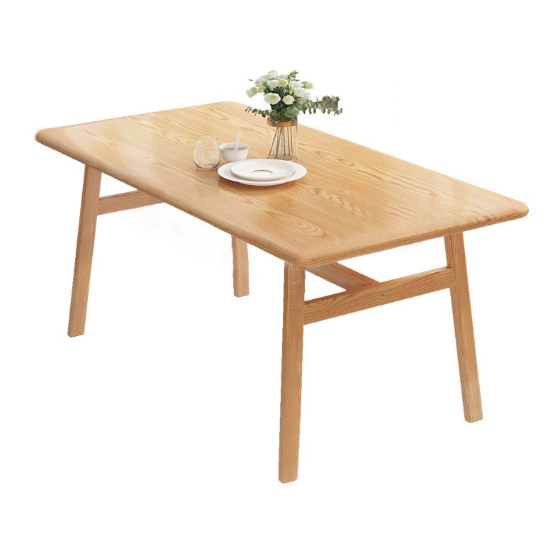 Contemporary Fixed Solid Wood Dining Room Table with 4 Solid Wood Legs Kitchen Dining Set