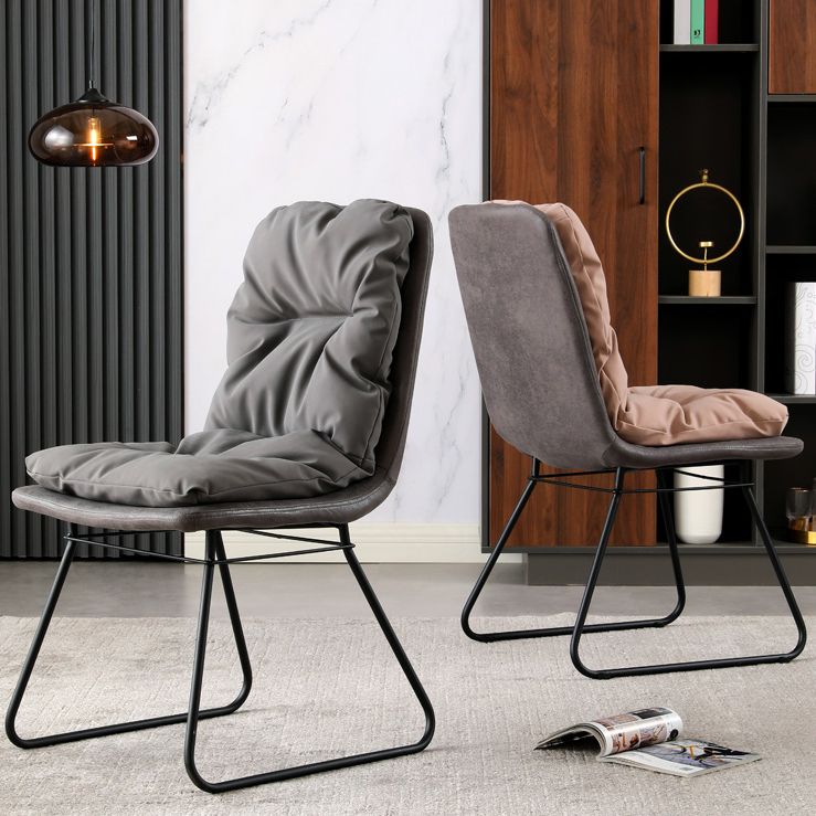 Contemporary Metal Dining Room Chair Armless Upholstered Side Chairs for Home Use