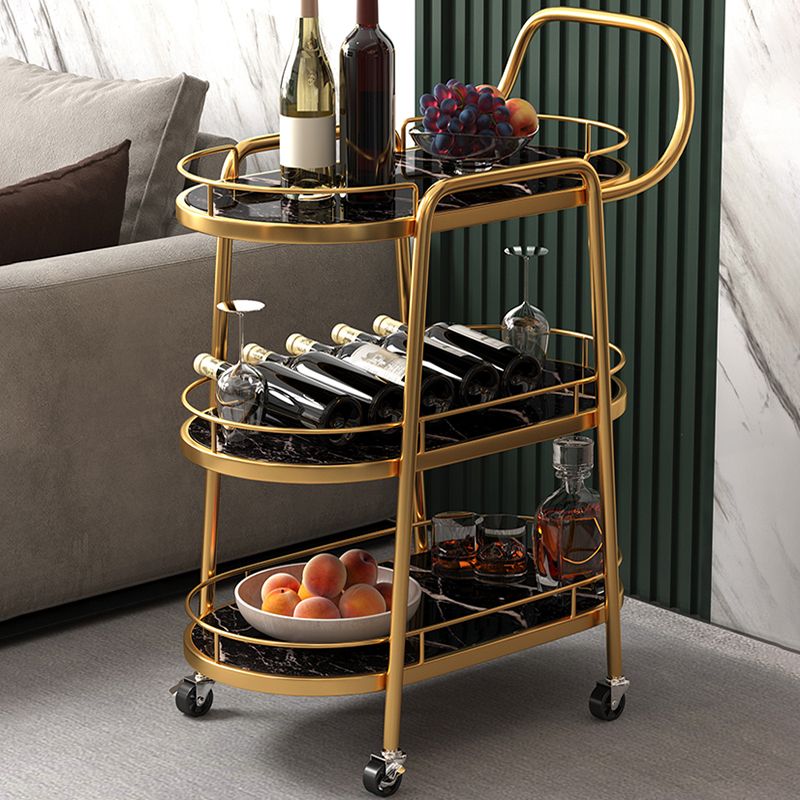 32.28" High Rolling Modern Style Prep Table Stone Prep Table for Dining Room