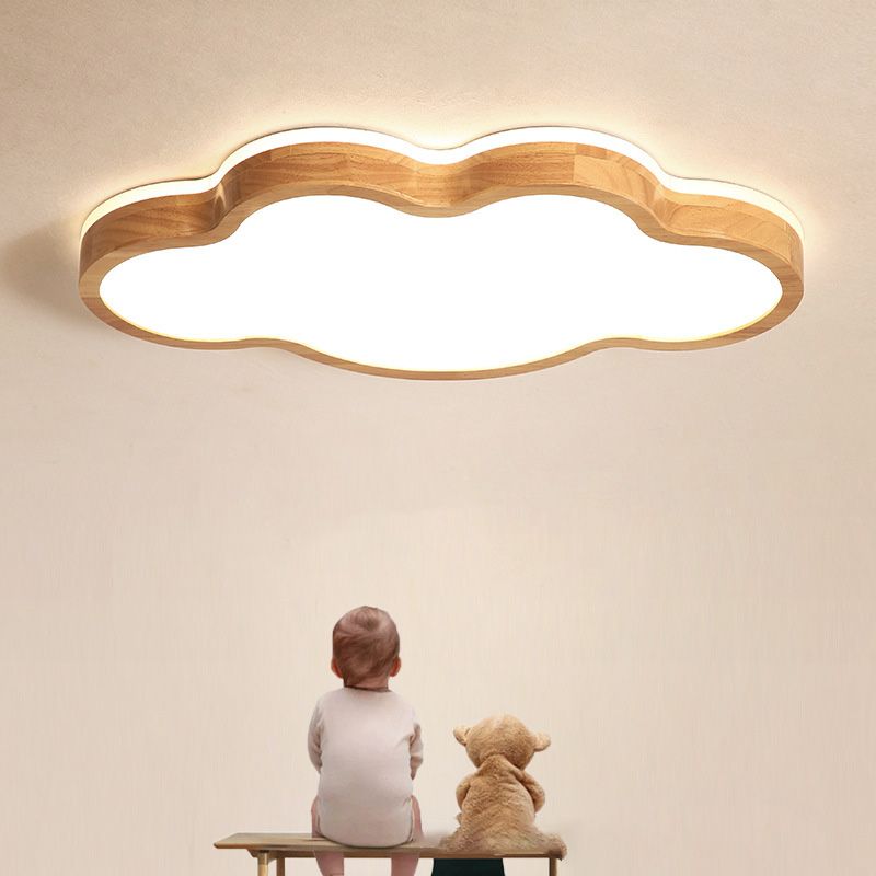 Contemporary Creative Wooden LED Flush Mount Ceiling Light for Living Room